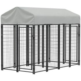 PawHut Outdoor Dog Kennel with Two-Room Design, Water-Resistant & Sun-Proof Cover, for S, M, L Dogs, 7.8' x 4.1' x 6'