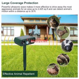 Ultrasonic Animal Repellent Solar Motion Sensor Repellent IPX4 Outdoor Waterproof Type, No Delivery On Weekends (Color: Green)