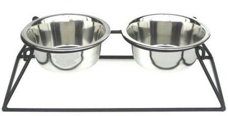 Pyramid Elevated Double Dog Feeder (Option: Small/White)